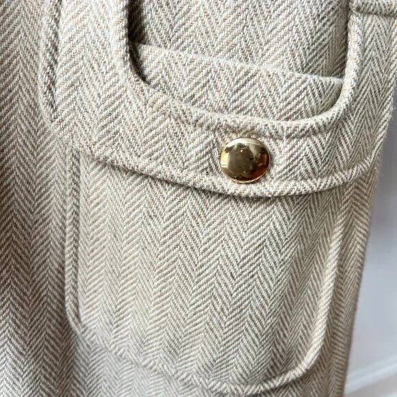 Vintage tan herringbone wool coat size xs - Picture 10 of 12